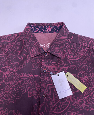 Robert Graham  TARVOS Burgandy  Corduroy Paisley Classic Fit Size S  NWT $218