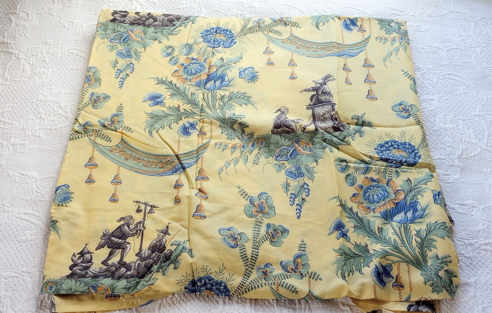 Cuddledown Vollard Queen Duvet Cover Yellow and Blue Asian Style Cotton Duvet