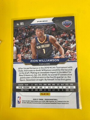 RS11885 2020-21 Panini Prizm Prizms Orange Ice #185 Zion