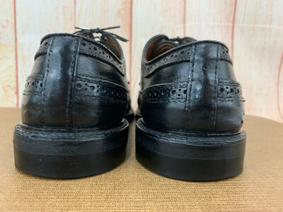 Vintage Sears Black Leather Wing Tip Shoes Essex Magic 