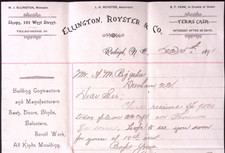 1891 Ellington Royster & Co Doors Lumber Cattle Hair Raleigh NC Billhead 11"H