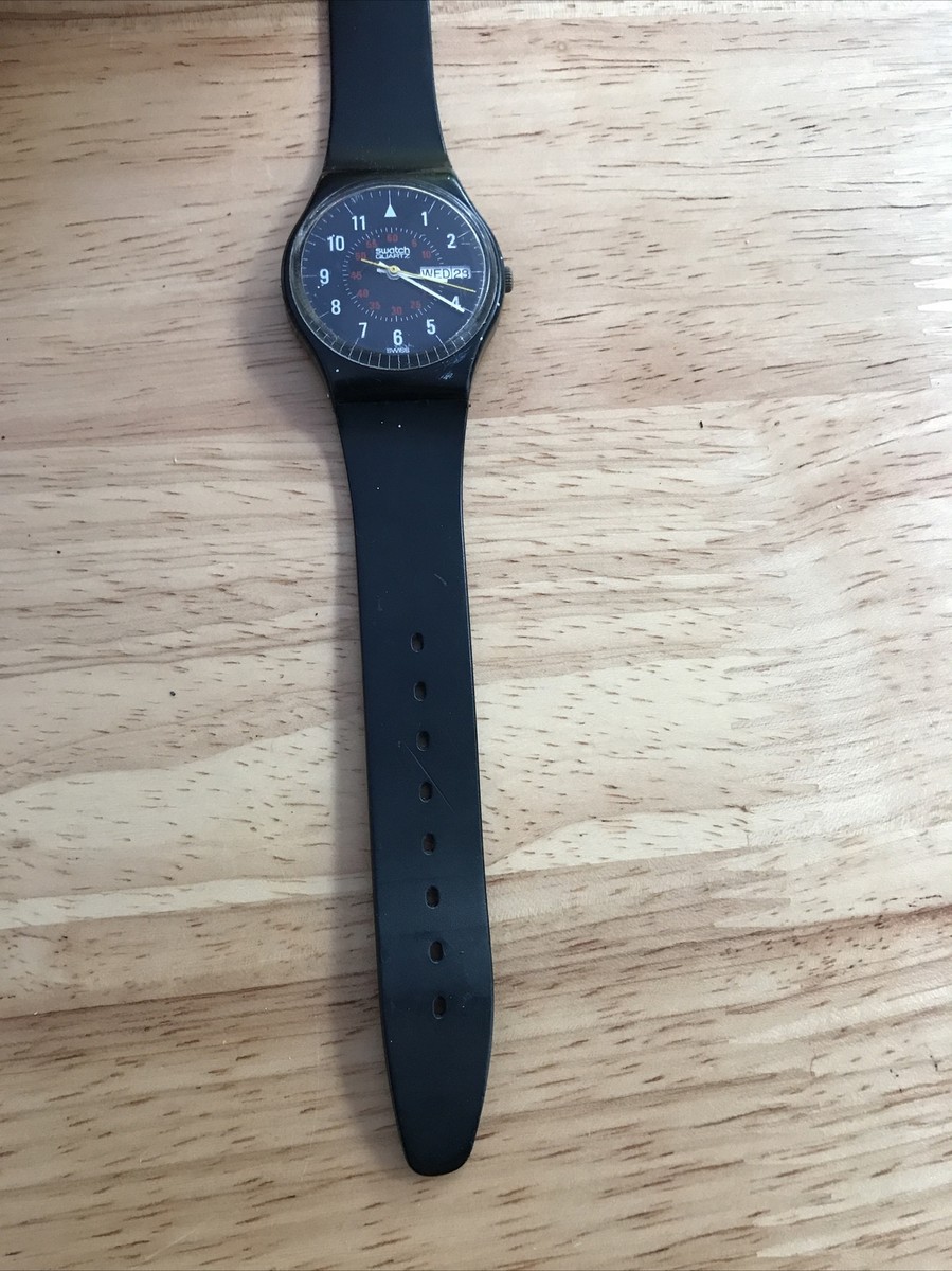 【T157】Swatch 1990年代 ブラックレザー 時計　ソーラー　自動巻 T157】Swatch 1990年代 ブラックレザー 時計 ソーラー 自動巻