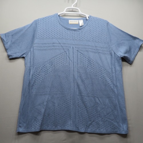 Alfred Dunner Womens Size 1X Blue Short Sleeves Round Neck Knit Pullover Top - Picture 6 of 10