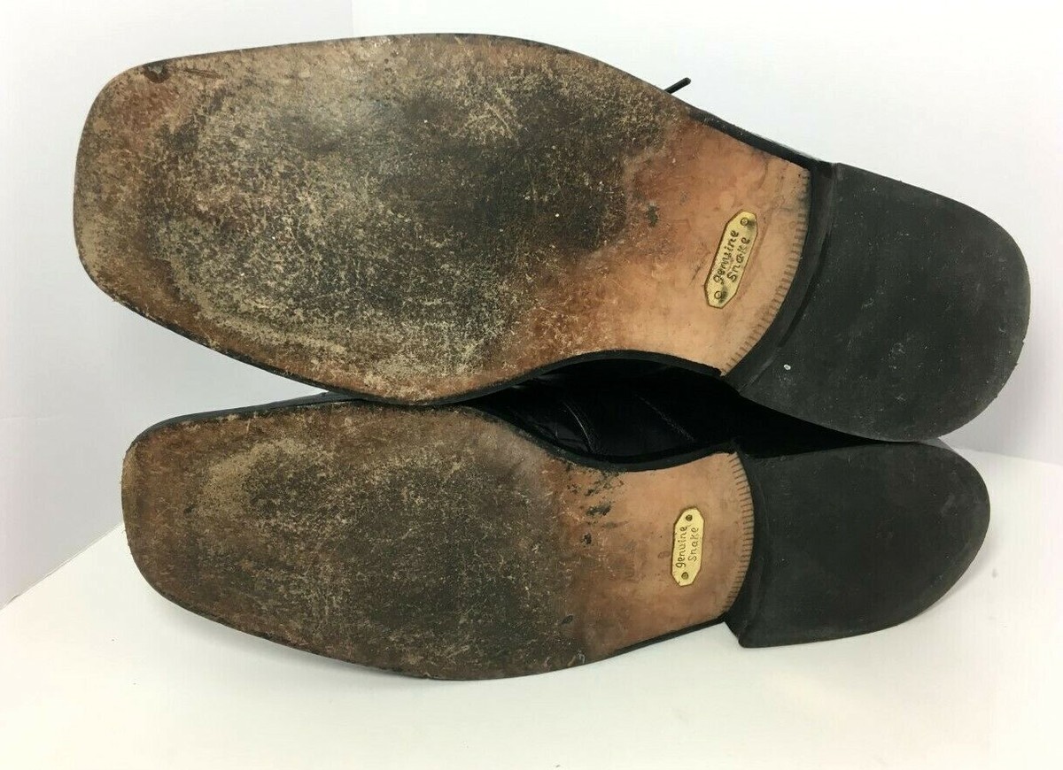 STACY ADAMS Genuine Snake Skin Leather Black Square Oxford Size 11.5 Stacy Adams Snake Skin Leather Square Toe Lace-Up Black  main image 2