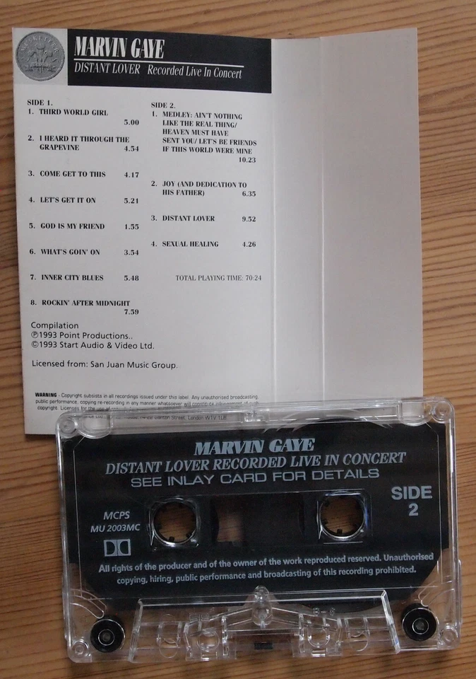 MARVIN GAYE - DISTANT LOVER (MUSKATEER MU2003MC) 1993 UK CASSETTE TAPE EX COND - Image 3 of 3