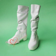 1/3SDGR/13 BJD PU Leather Shoes Doll Long Boots Twisted Shoes Upper White Female