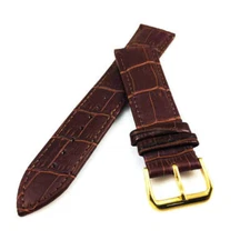 Brown Croco Leather Watch Band Strap Gold Buckle 19mm 21mm 23mm #1082