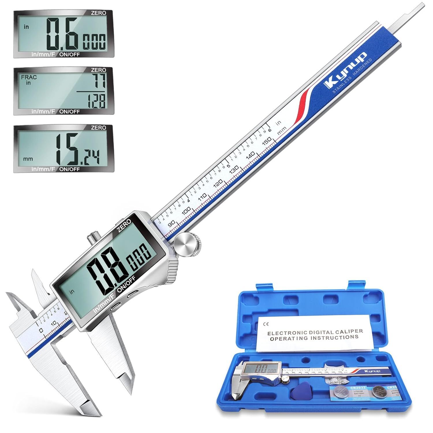 Kynup Digital Caliper, Caliper Measuring Tool with Large LCD Screen