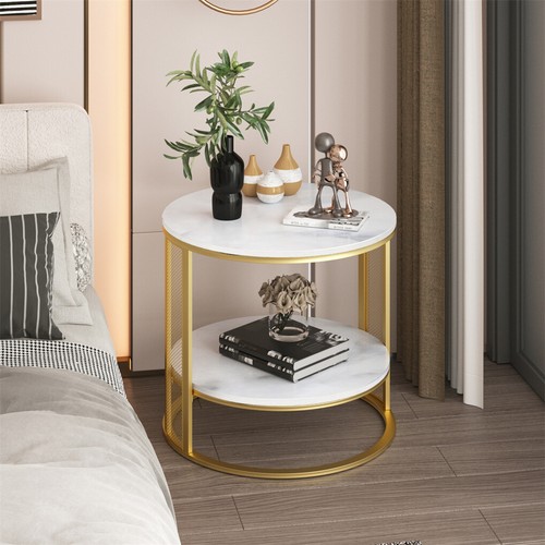 Extra Thick Marble Coffee Table Anit-scratch Side Table Round Accent Furniture - Picture 5 of 12