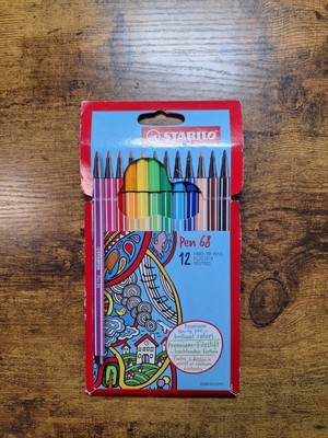 12 Pack STABILO Premium Fibre-Tip Pen 68 Assorted Colors