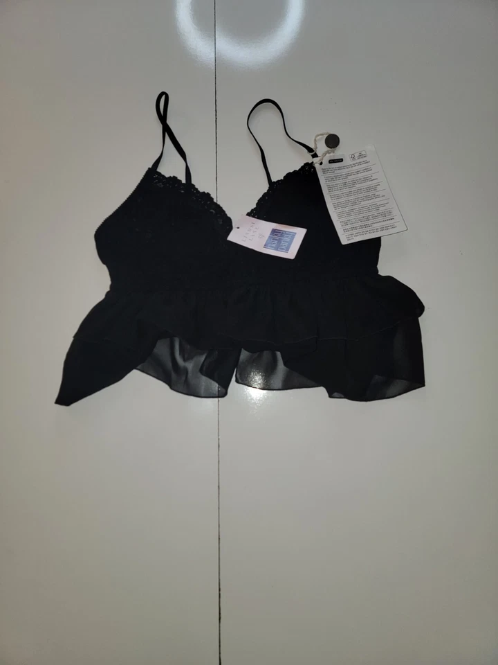Cami HANKY PANKY X Lindsi Lane Signature de encaje glam talla M negra Foto 2 de 4
