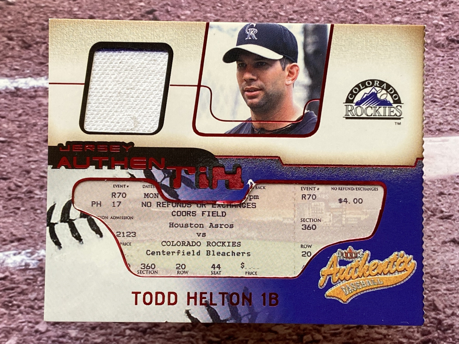 Todd Helton 2002 Fleer Authentix Jersey Authentix Ripped #JA-TH Rockies