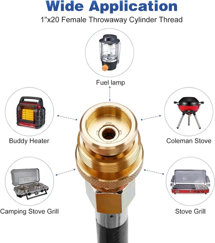 12 FT Propane Quick Connect Hose for RV to Gas Grill for 1 LB, Quick Disconnect - Picture 4 of 7