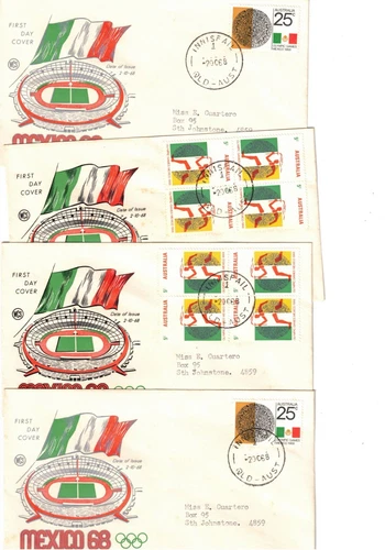 Australia 1968 Olympics on FDCs,cds INNISFAIL 1 Qld    (4)