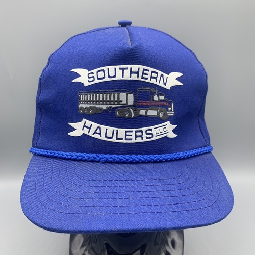 Vintage Made In USA Southern Haulers LLC Truckers Trucking Hat Blue Snapback