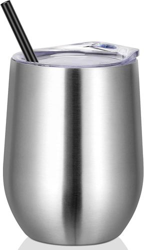 VEGOND Bicchiere da Vino in Acciaio Inox 12Oz con Coperchi e Cannucce, Tazza Isolata - Foto 8 di 8