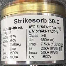 New, Raycap, STRIKESORB 30-C, Industrial Surge Suppressor Class 2 1500V