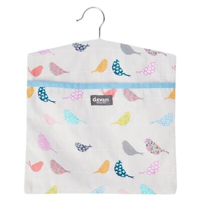 Dexam Peg Bag graue Vögel 100 % Baumwolle hängende Aufbewahrung Aufhänger Stifte Waschladen