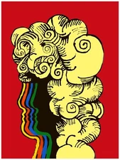 Wall Decor Poster.Fine Graphic Art Design.Lady Rainbow Face.Room Home art.401