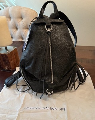 Rebecca Minkoff Julian Backpack Black Pebbled Leather, Zipper, Pockets and bag 