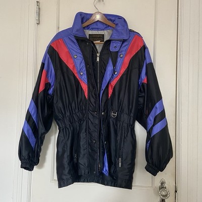 Descente Ski Jacket M Colorblock Men s Black Blue Red Hooded Winter Vintage Zip