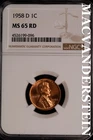 1958-D Lincoln Wheat Cent-Ch Gem BU NGC MS 65 Red Lustrous No Reserve #SLK841
