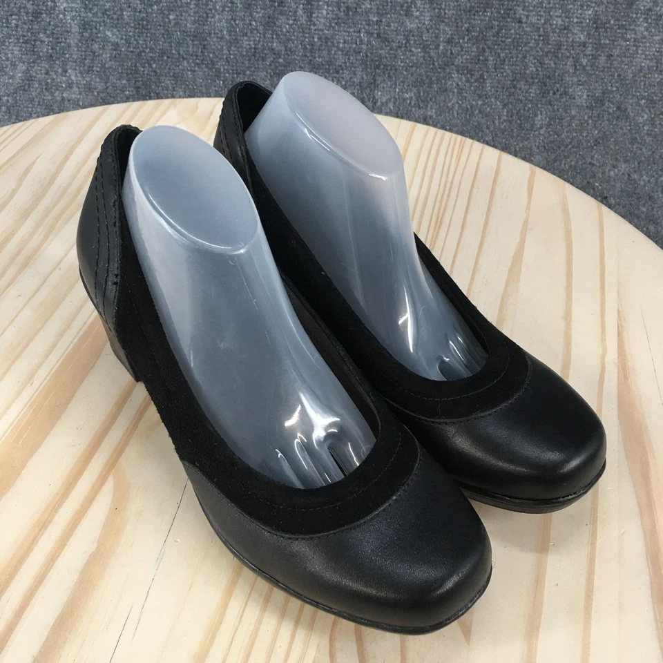 Женские туфли-лодочки Clarks Bendables 7 M черные без застежек на кожаных каблуках повседневные - Изображение 3 из 4