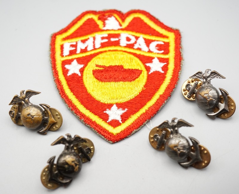 WWII USMC FMF-PAC Fleet Marine Force Pacific Tank Patch & Korean War EGA Sets