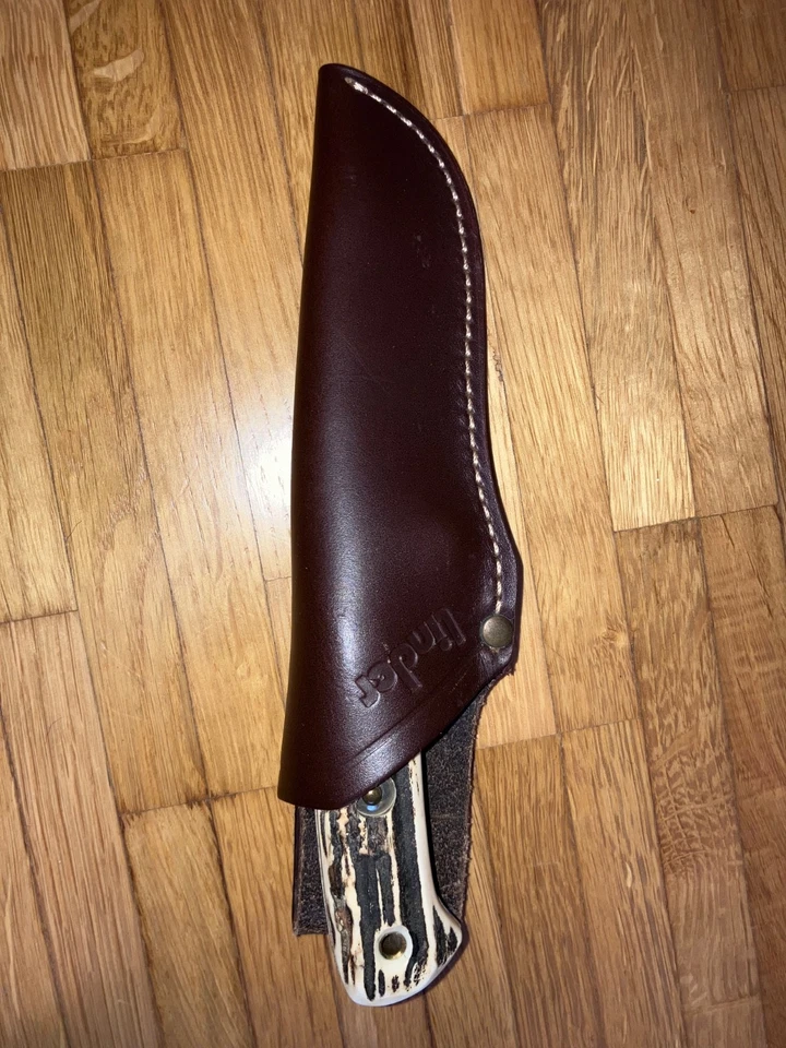 Cuchillo de caza Linder hoja fija funda de cuero Foto 4 de 4