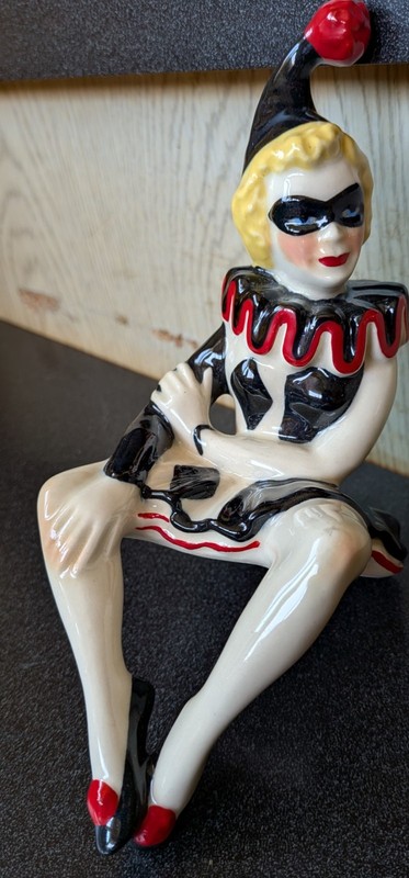 Vintage 1950s Pierette Harlequin Ceramic Arts Studio Shelf Sitter Figurine  HTF