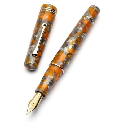 Leonardo Momento Zero Fountain Pen in Lava e Cenere w/ Gold Trim, 1.5mm Stub Nib