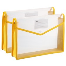 2 Packs A4 Folders with Closure, Yellow, Horizontal for Office