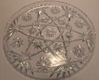 ANCHOR HOCKING CUT GLASS STAR DISH or TRAY 13 inches Scalloped Edge Heavy VTG