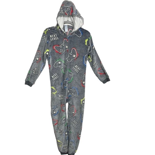 Children's Place Gray Glow Gamer Sherpa Warm Cozy One Piece Pajamas XXL 16