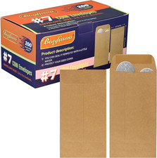 200 Pack 7 Kraft Coin Envelope 3.5 X 6.5 Inches Kraft Envelopes Classic Small P