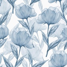 Peel and Stick Wallpaper Blue Paper Modern Wall Paper Boho Floral Paper for C