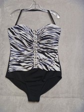 SWIMSUIT Womens Size 16 Black White 1 piece High Back Swimsuits for All