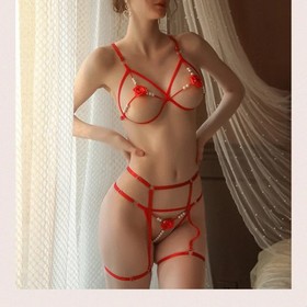 Lingerie for Women Sexy Embroidery Open Bra Sets Through Fancy Underwear Pearl