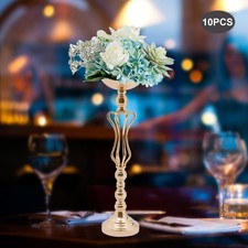 10PCS Gold Metal Vases Centerpieces for Wedding Table Party Pillars for Decor