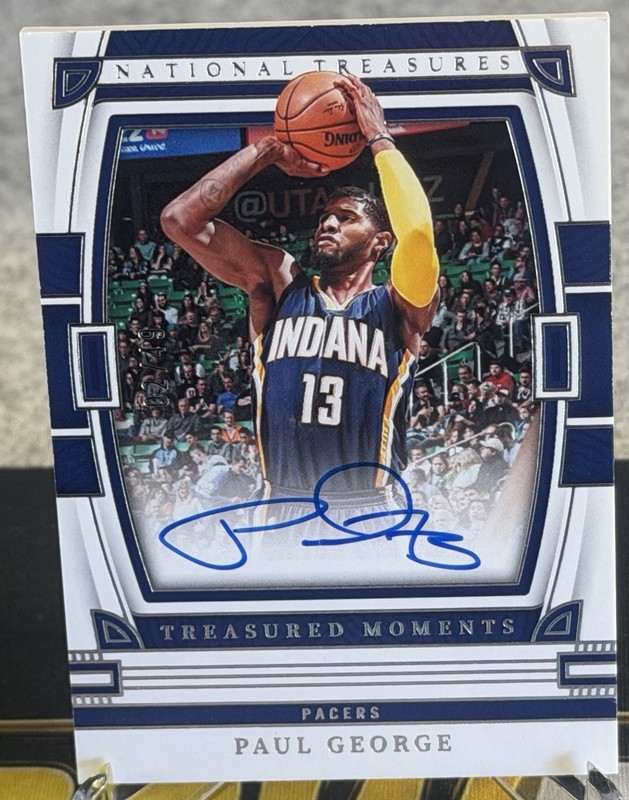 Panini Paul George Auto 2022-23 Nat Treasures Treasured Moments TM-PGG Pacers