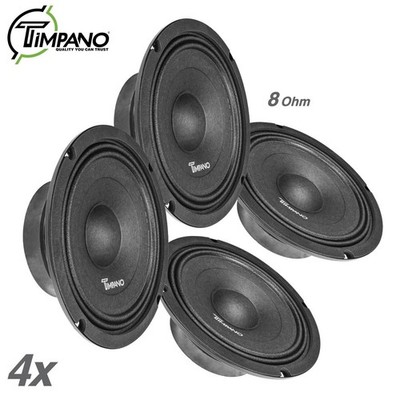 4x Timpano Shallow Mount 8'' PRO Audio Speakers TPT-MB8-8 SLIM 8 Ohm 2800 Watts