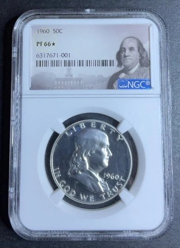 1960 Silver Franklin Half Dollar 50C NGC PF66 Star Amazing Beauty