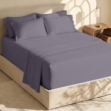 Bed Sheet Set 6 Piece Split King Luxury Soft Purplish Gray Hearth Harbor Sheets