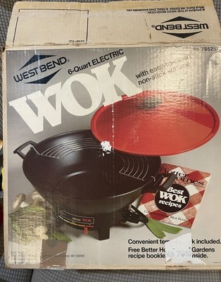 Wok électrique vintage West Bend antiadhésif avec Sensa Temp, 5109