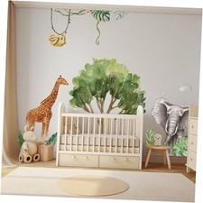Large Peel and Stick Animal Wall Decals Set 137x98.4in Safari Animal Jungle