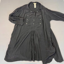 Isabel Marant Etoile Womens One Sz Shirt Dress 100% Silk Oversized Black Pkt VTG
