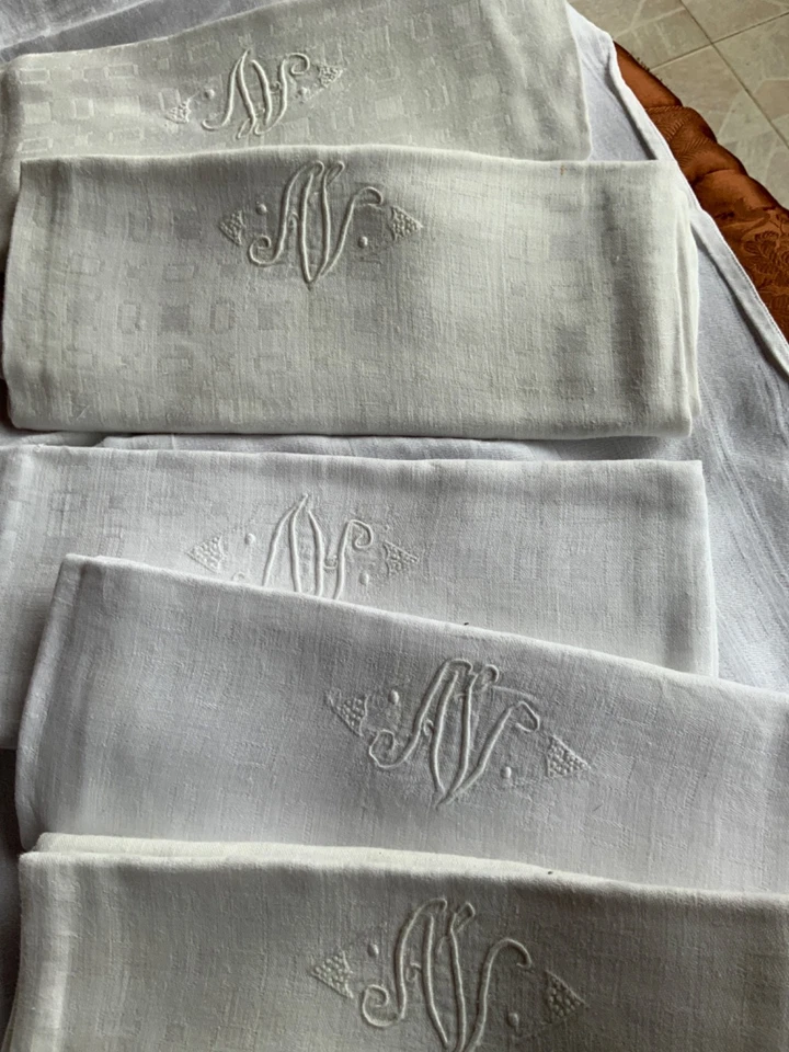 lot de 10 serviettes de table monogramme - Photo 3/4