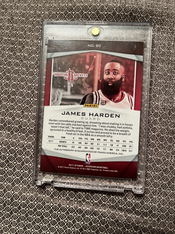 James Harden Auto Card 4/10 #90 Rockets 2017-18 Panini Ascension  - Image 2 of 4