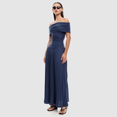 field of dreams off-the-shoulder maxi dress Lioness Field of Dreams Off-the-Shoulder Maxi Dress - Black Velvet