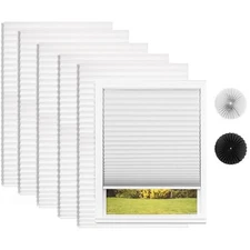 Changshade 6 Pack Temporary Window Blinds, Cut to Size Pleated Paper Shades f...